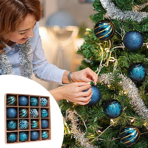 Christmas Ornaments, 16 Pcs 2.36 Inch Ball Decorations for Xmas Tree, Wreath Decor, New Year Party, Shatterproof Plastic Bulbs