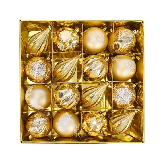 Christmas Ornaments,16 Pcs Christmas Ball Ornaments Set, Assorted Shatterproof Christmas Glittering Ornaments for Christmas Tree Decoration Xmas Holiday