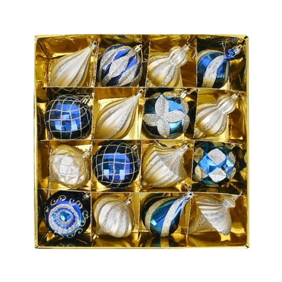 Christmas Ornaments,16 Pcs Christmas Ball Ornaments Set, Assorted Shatterproof Christmas Glittering Ornaments for Christmas Tree Decoration Xmas Holiday