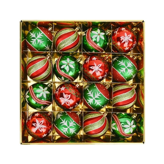 Christmas Ornaments,16 Pcs Christmas Ball Ornaments Set, Assorted Shatterproof Christmas Glittering Ornaments for Christmas Tree Decoration Xmas Holiday