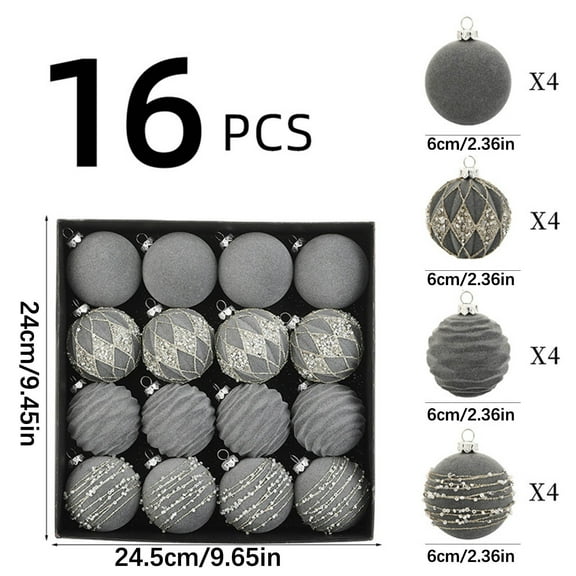 Christmas Ornaments, 2.4 Inch Velvet Christmas Balls Set with Glitter Silver Patterns, Blue Hanging Baubles for Christmas Tree Decoration Holiday Party Home Decor