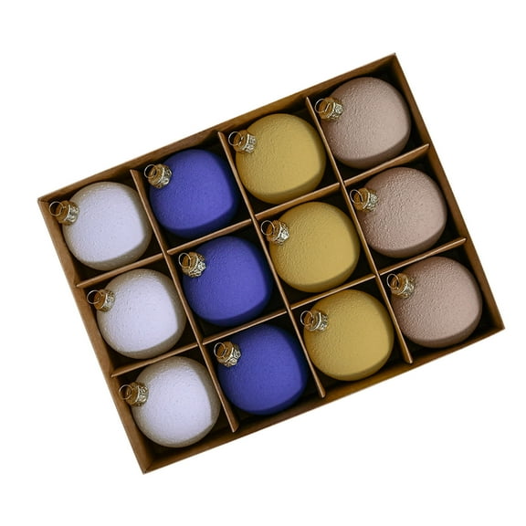 Christmas Ornaments 2.4IN Flocked Textured Hardened Balls Set of 12 Soft Velvet Hanging Decorations for Christmas Tree Holiday Party Home and Event Decor