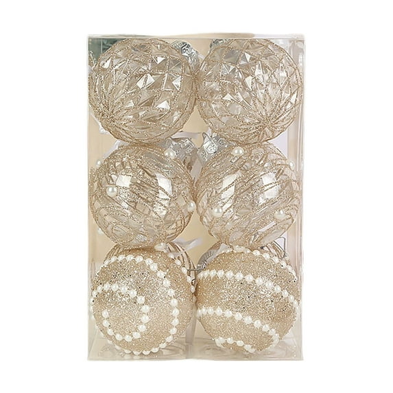 Christmas Ornaments 2.76" Beige Shatterproof Plastic Balls for Xmas Tree Decorations - Glitter Sequin Hanging Ornaments for Holiday Wedding Party Indoor Outdoor Decor 12Pcs