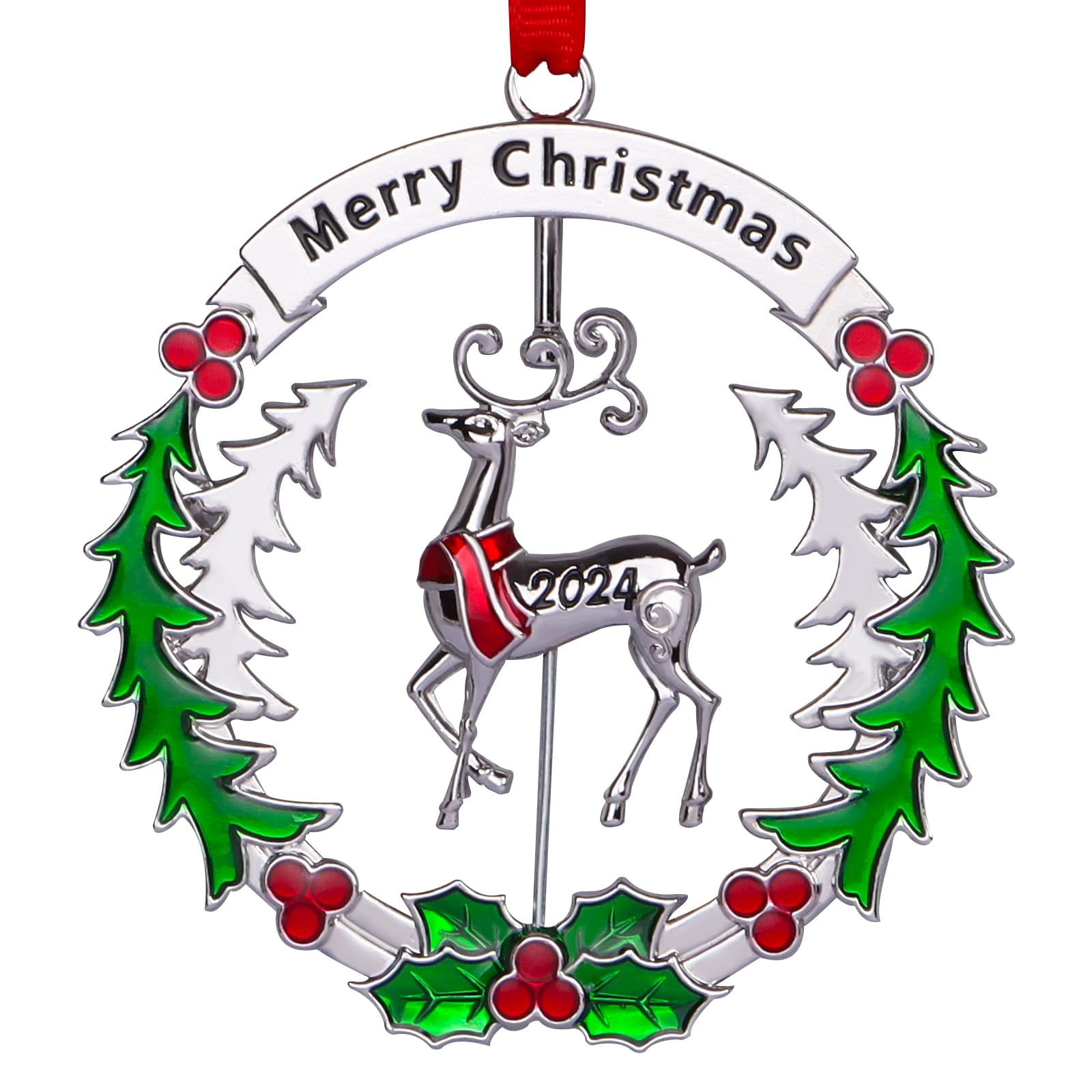 Christmas Ornaments 2024 Matel OIF8 Christmas Tree Ornaments Dated 2024