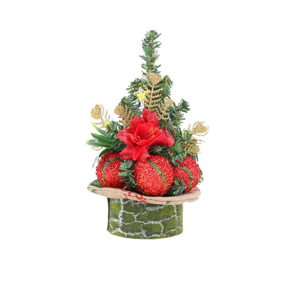 Christmas Ornaments 2025,Christmas Tree with Christmas Balls for Winter Holiday Home Party Decorations Mini Ornaments for Tabletop Window Decor Outdoor Indoor Office Shop Desk Room (2PC-Red)