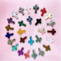 Christmas Ornaments 2025，Crystal Cross Decorations, Natural Stone Cross Set, Decorative Craft Ornaments For Easter Projects Jewelry Making Home Décor Art Supplies Party Accessories