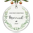 thumbnail image 1 of Christmas Ornaments 2025, Double-Sided Ceramic Our First Christmas Married 2025 Ornament 1st Christmas Married Presents Newlywed Ornament 2025 Xmas Hanging Decor for Bridal Shower..., 1 of 6