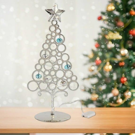 Christmas Ornaments 2025,Metal Christmas Tree,Mini Metallic Christmas Tree Tabletop Decoration with Glittering Star- Wrought Iron Christmas Tree for Home, Office and Party Decor (Multicolor)