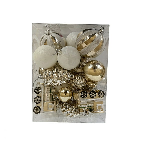 Christmas Ornaments 21 Count, Xmas Decorations for Tree, Shatterproof Champagne & White