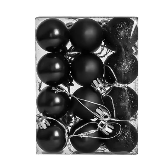 Christmas Ornaments 24-Pack 1.2-Inch Shatterproof for Christmas Tree Decorations Valentine's Day Outdoor Party Decor,Black
