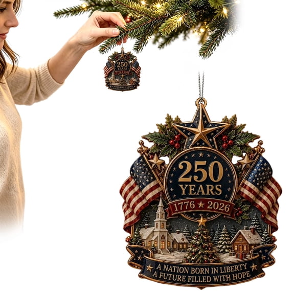 Christmas Ornaments,250 Anniversary Usa Christmas Ornament,Christmas Decorations,250Th Anniversary Ornament,Patriotic Metal Christmas Tree Keepsake,Christmas 250Th Anniversary Decor,Z-E