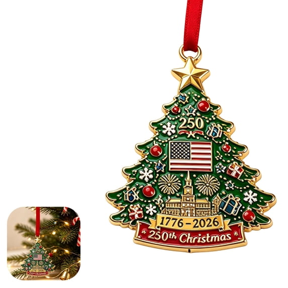 Christmas Ornaments,250 Anniversary Usa Merchandise,Vintage Christmas Tree Decorations,Personalized 250 Ornament Patriotic Christmas Ornaments,Hanging Decorations With 250 Design 3.15 Inch