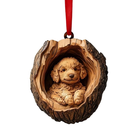Christmas Ornaments, 2D Acrylic Animal Pendants, Flat Printed Tree Decor for Holiday Home and Car Displays