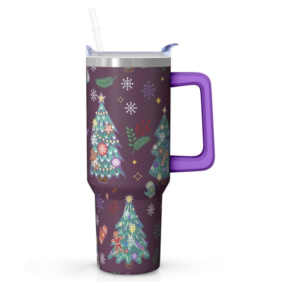 Classic Red and Green Plaid 40oz Christmas Tumbler with Lid Straw Stainless Steel Double Wall Insulated Cup Holiday Gifts