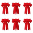 thumbnail image 1 of Christmas Ornaments 6 Pack Red Wreath Bows for Christmas Outdoor Decorations Striped Ribbons for Crafts Xmas Holiday Gifts Present Wrapping Christmas Decor, 1 of 7