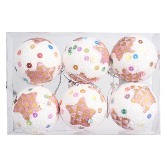 Christmas Ornaments, 6-Piece Plastic Christmas Balls with Powder Wrapped Finish, Hanging Tree Decorations for Christmas Tree, Banister, Wedding and Holiday Party Decor Display