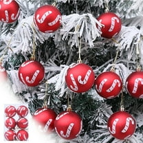 Christmas Ornaments, 6PCS Red Candy Cane Ball Set for Christmas Tree Decorations, Shatterproof Hanging Baubles with Strings, Holiday Party Home Decor Accessories 2025 Trend