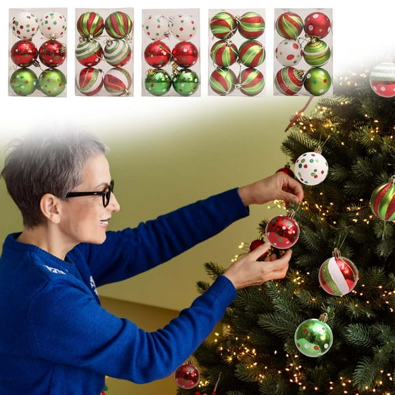 Christmas Ornaments 6Pcs 2.36" Christmas Colorful Ball Decor with Strings, Shatterproof Christmas Bulbs, Hanging Decorations for Xmas Tree, Holiday, Wedding, Party
