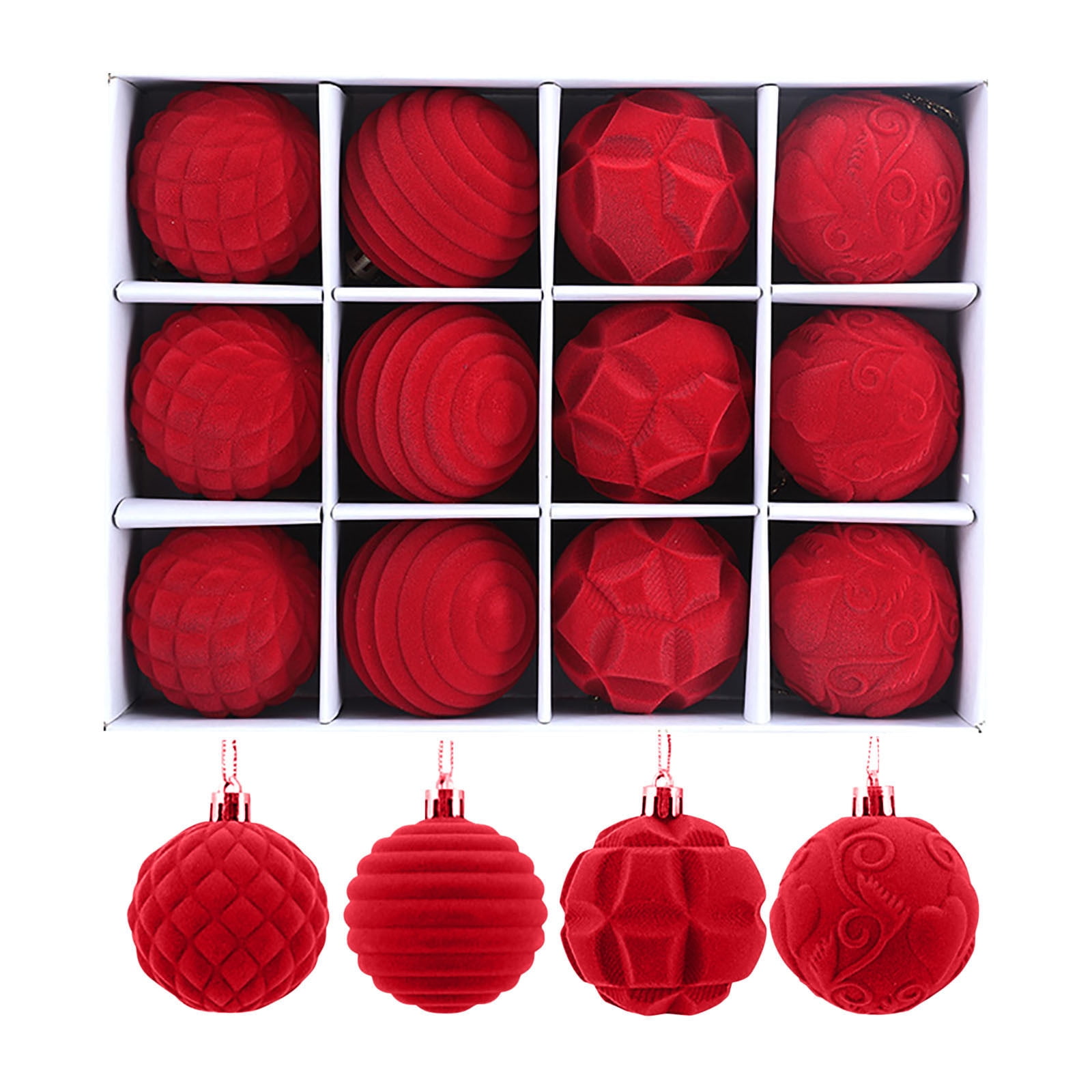 Christmas Ornaments 6cm Flocking Ball Christmas Ball Dark Velvet Christmas Ball Christmas Tree Decoration 12pcs