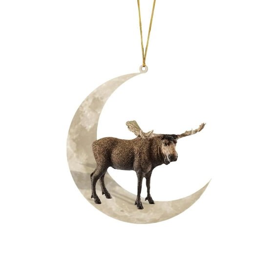 Christmas Ornaments Animals Sitting On the Moon Ornaments for Christmas Tree Doubleprinted Acrylic Hanging Pendant for Christmas Tree Decorations Window Wall Hanging Ornament Living Room Decoration