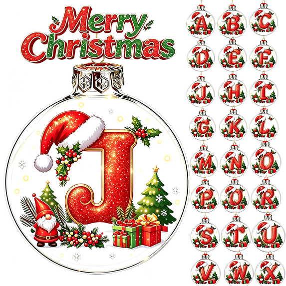 Christmas Ornaments Ball 26 Letter Personalized Warm LED Hanging Pendant for Xmas Tree Window Fireplace DIY Craft Name Tags Christmas Decorations by MPOISVA