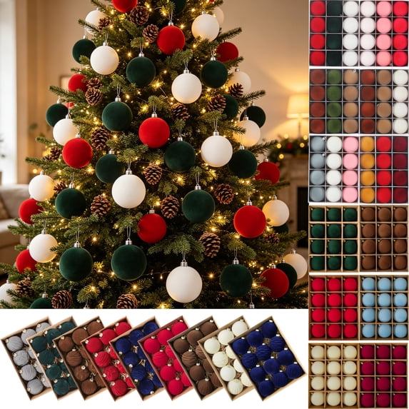 Christmas Ornaments Ball Set 12PCS/6cm Painted Plastic Christmas Tree Decoration Hanging Ball Pendant