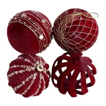 Christmas Ornaments Balls Ornaments For Christmas Trees Christmas Tree Decoration Ball, Christmas Painting Ball, Flocking, Dark Red Christmas Ball, Pearl Decoration Scene Layout
