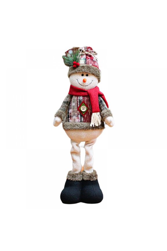 Christmas Ornaments Bendable Leg Standing Santa Claus/Snowman Plush Doll House Decoration Festival Supply