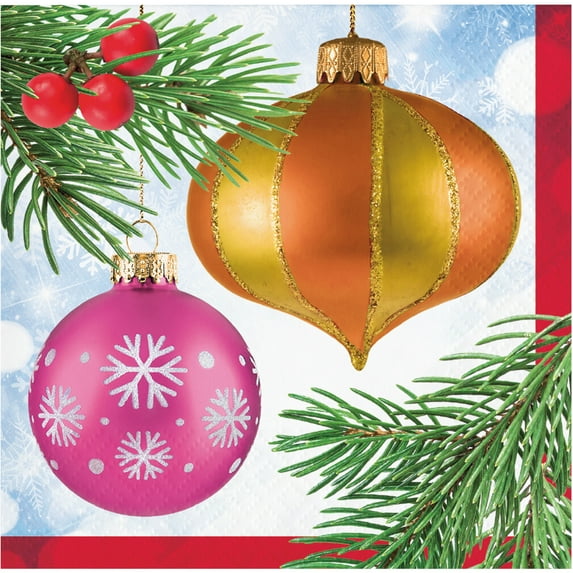 Christmas Ornaments Beverage Napkins, 48 ct