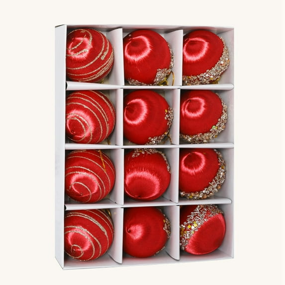 Christmas Ornaments Champagne Xmas Balls - Pack of 12 Luxury Christmas Tree Decorations Shatterproof - Satin Glitter Xmas Bulbs Set, 2.36 inch 60mm