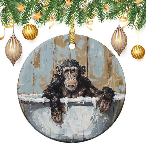 Christmas Ornaments Chimpanzee in Bathtub Ornaments for Christmas Tree Cute Monkey Ornament Holiday Decor for Xmas Tree Holidays Decorations Gift