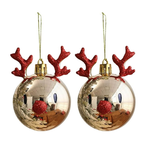 Christmas Ornaments, Christmas Tree Decorations, 2pc Plastic Hanging Deer Head Ornaments with Intricate Details, Easy to Hang, Versatile Holiday Decor for Trees, Wreaths, Garlands, Gift Boxed Set