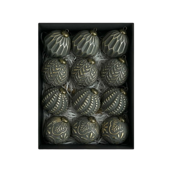 Christmas Ornaments, Christmas Tree Decorations, 8CM Vintage Hanging Balls Set with 12 Pieces, Elegant Antique Style Holiday Decor