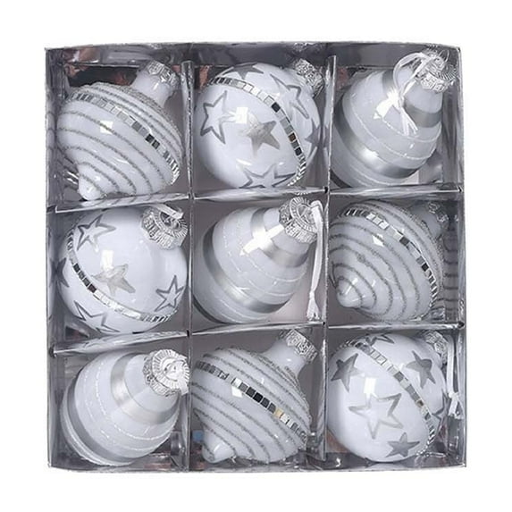 Christmas Ornaments, Christmas Tree Decorations, 9 Piece White Christmas Balls Set for Holiday Party Decoration, Lightweight Plastic Hanging Ornaments for Home Office School Decor
