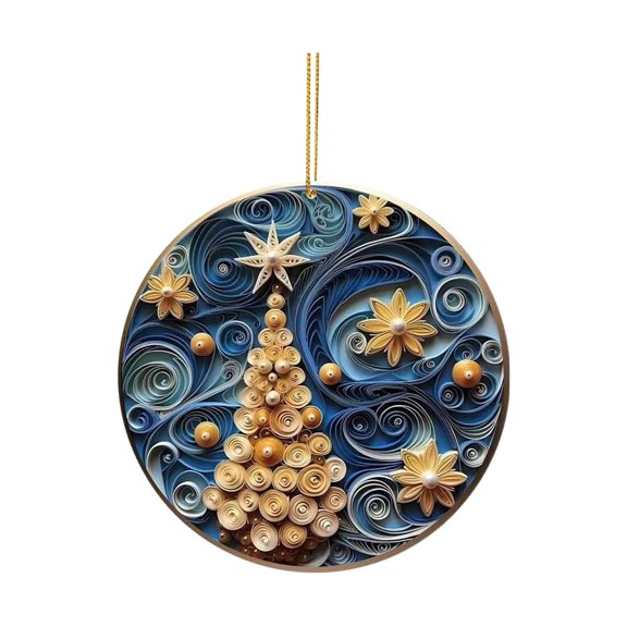 Christmas Ornaments, Christmas Tree Decorations, Gfit Ideas, 2D Flat Acrylic Ornaments with 6 Holiday Designs, Sparkle Holiday Hanging Tags, Stocking Tag, 3" Flat Round