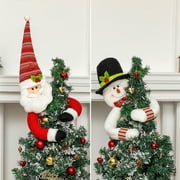 Christmas Ornaments Christmas Xmas Tree Toppers Top Decoration Plush Santa Claus Snowman Topper Hugging Tree Topper Christmas Decorations Gifts