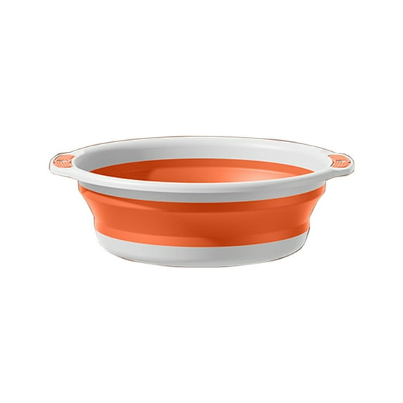 Dishpan for Washing Dishes, Wash Basin with Draining Plug Carry Handles, Collapsible Bucket for Cleaning, Portable Sink, Foldable Plastic Tub, 4Gal/15L(Orange)