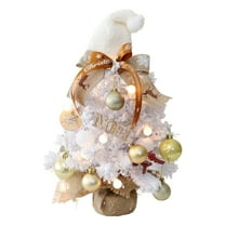 Christmas Ornaments Skinny Christmas Tree - Mini Small Little Tabletop Prelit Christmas Tree 11.8 Inch Decorated with Ornaments 35 Multi-Colored Lights Artificial Green Tree