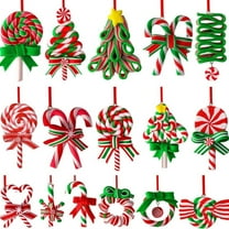 Christmas Ornaments, Colorful Mini Candy Cane Hanging Ornaments, Polymer Clay Peppermint Pendants for Xmas Tree Party Home Decorations