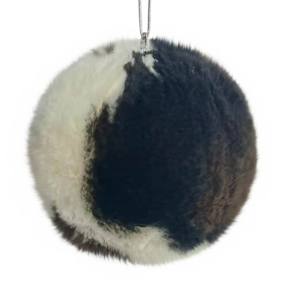 Christmas Ornaments Cow Print Christmas Balls Ornament,Faux Fur Christmas Hanging Balls,Country Western Party Decor Rustic for Xmas Tree Fireplace Indoor Outdoor Holiday Party Decorations
