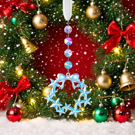 Christmas Ornaments, Crystal Acrylic Suncatcher Pendant, Hanging Tree Decor for Holiday Home and Window Displays