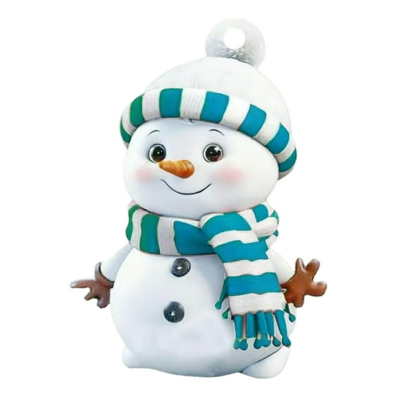 Christmas Ornaments Cute 2D Snowman Dress in Differnet Color Costume Acrylic Hanging Decoration for Xmas Tree (Sky Blue)