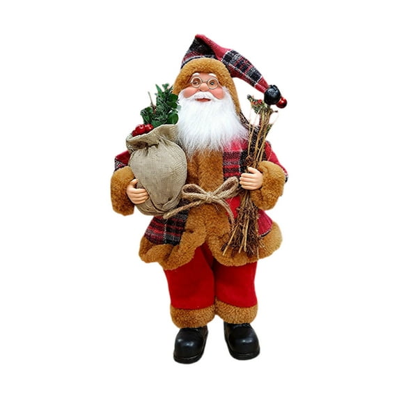Christmas Ornaments Cute Santa Claus Xmas Tree Decorations Santa Acrylic Figurines Ornaments with Red Velvet Santa Claus for Christmas Tree Hanging Party Ornaments DIY Decor 3.1 Inch Tall