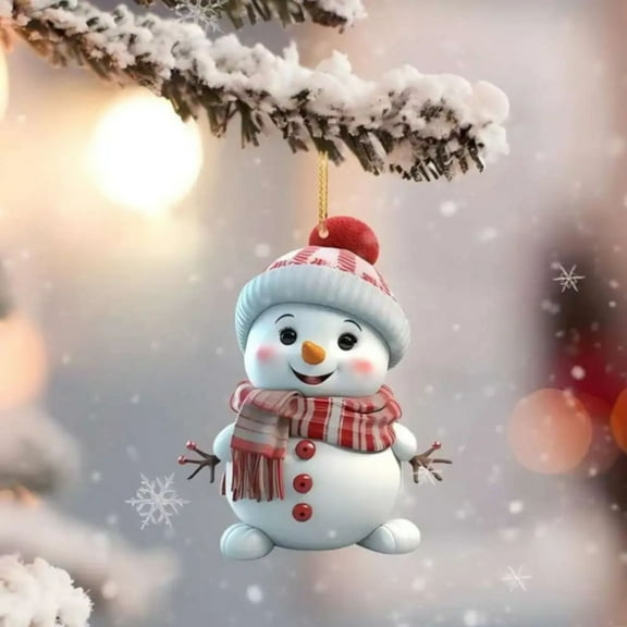 Christmas Ornaments Cute Snowman Acrylic Ornaments for Christmas Tree Decorations White Snowman with Hat Christmas Hanging Ornament Ornament Hanging Decorations for Christmas Tree Decor