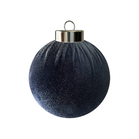 Christmas Ornaments Dark Blue Velvet Bauble 3.1 Inch Single Piece Silver Cap Hanging Loop for Xmas Holiday Tree Home Seasonal Display
