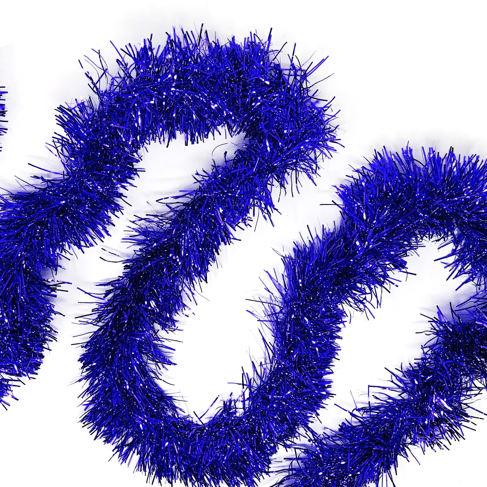 50-Foot Blue Tinsel Christmas Garland for Indoor and Outdoor Use