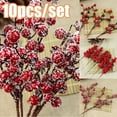 thumbnail image 1 of 🎄 Christmas Ornaments Decor Christmas Gifts 10Pcs Artificial Red Berry Stems Branches, Fake Burgundy Berry Picks Faux Holly Berries For Christmas Tree Xmas Wreath Decorations Floral Arrangements CY, 1 of 7