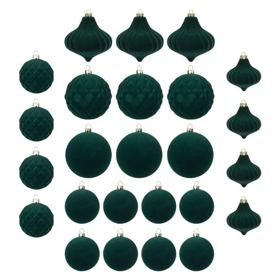 Christmas Ornaments Decoration Velvet 25Pcs Flocked Christmas Tree Assortment for Xmas Tree Holiday Decor Shatterproof Festive Wedding Hanging Ornaments