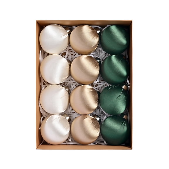 Christmas Ornaments, Flocked Satin Christmas Balls, 12 Pcs Xmas Tree Decorations with Hanging Ropes, 2.4 Inch Durable Plastic Holiday Decorative Balls for Indoor Outdoor Use