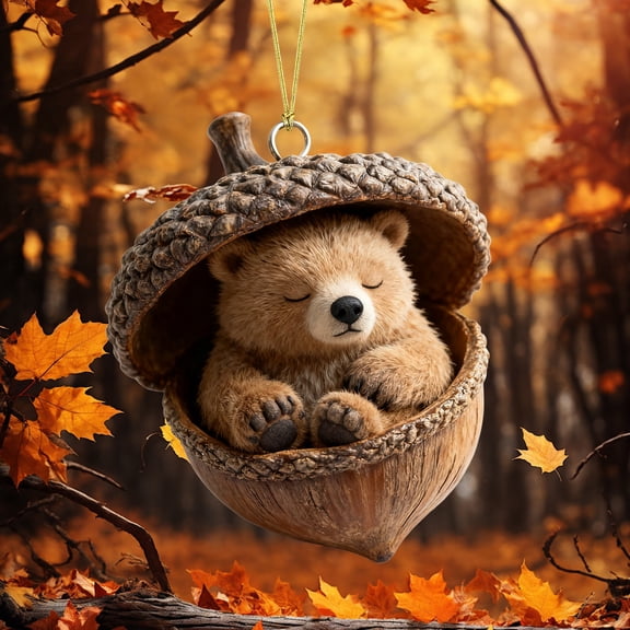 Christmas Ornaments Forest Animal Acorn Ornaments Cozy Forest(2D), Christmas Acrylic Ornaments Animal Shapes Holiday Decorations Set for Tree(B)